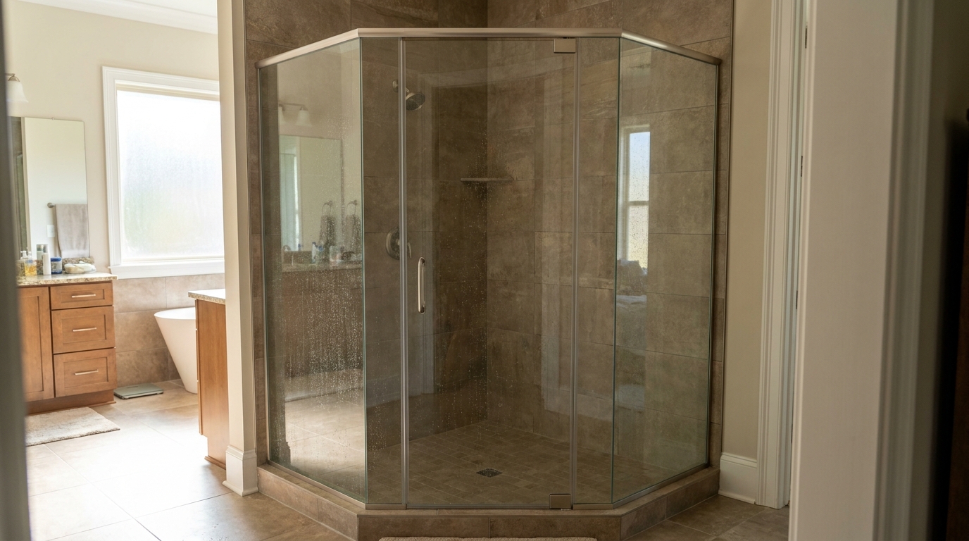 Custom non-standard angle neo-angle shower variant fabricated by S and S